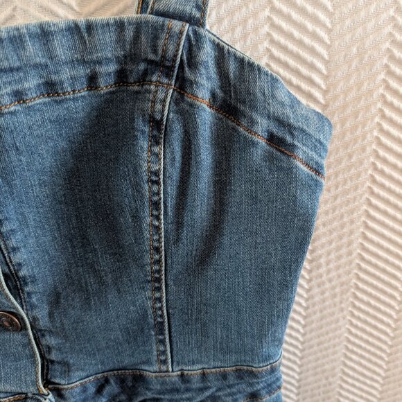 Bluenotes Medium Wash Blue Denim Mini Dress w Buttons Size Small Y2K 90s - Picture 7 of 10